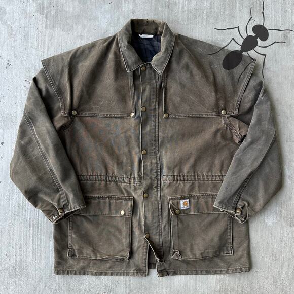 Vintage Y2K Carhartt brown duster work wear jacket - Picture 1 of 9